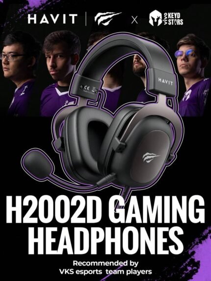 سماعة ألعاب HAVIT H2002D مع ميكروفون، متوافقة مع الكمبيوتر/اللابتوب/الهاتف/PS4، سماعة بث مع وسادات أذن ناعمة